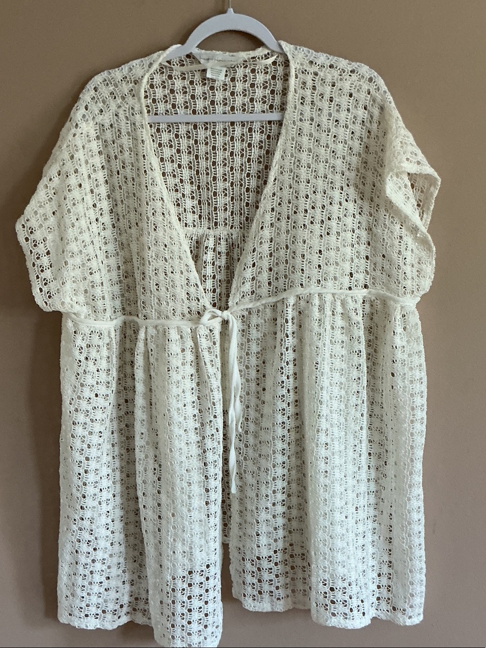 House of Harlow 1960 Cream Open Crochet Knit Cover-Up